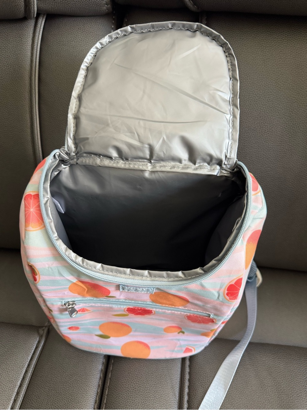 Peach-Pattern Light Blue Lunch Backpack - Picture 5 of 8